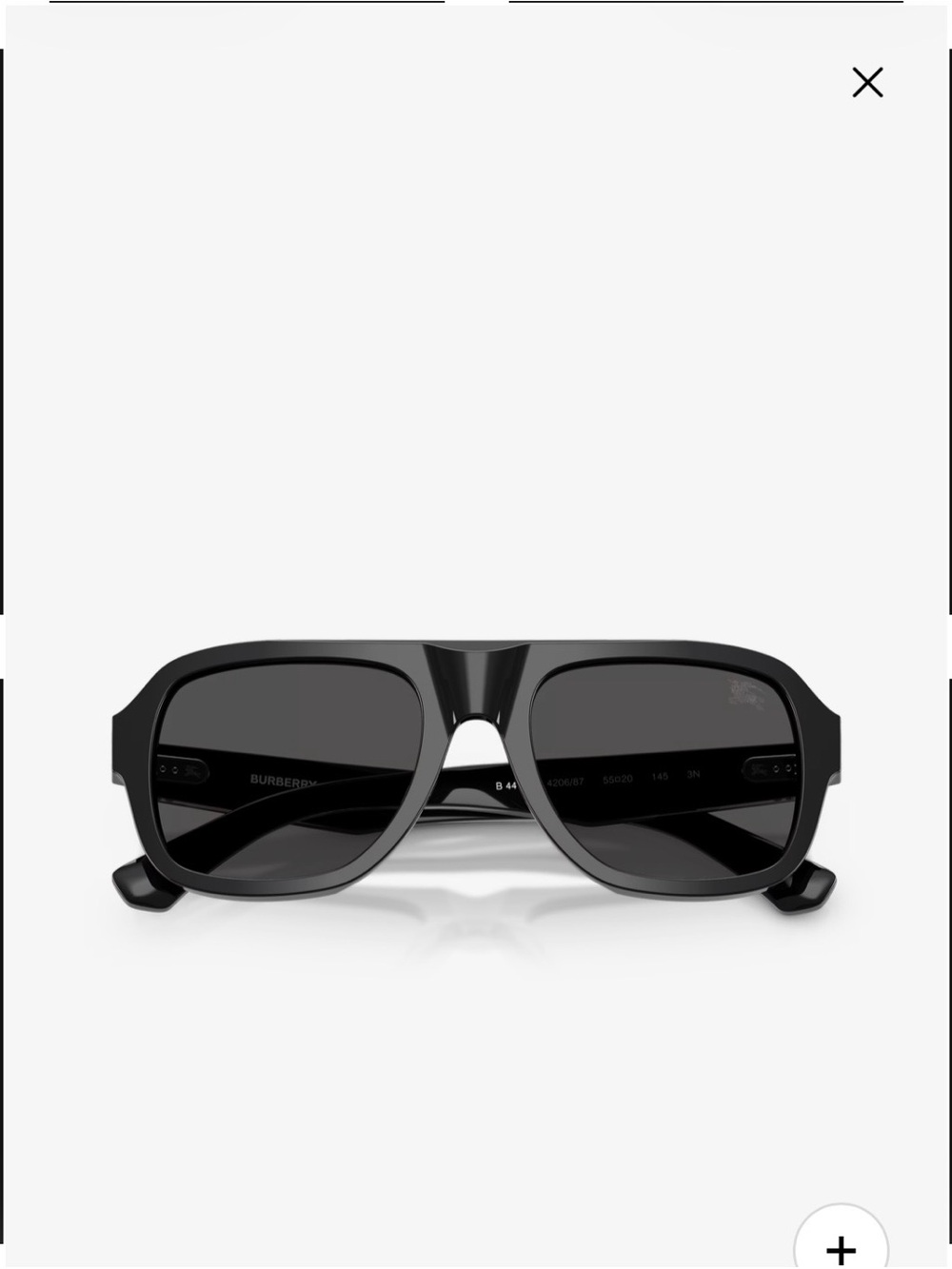 Burberry Black Gloss Aviator-Style Sunglasses